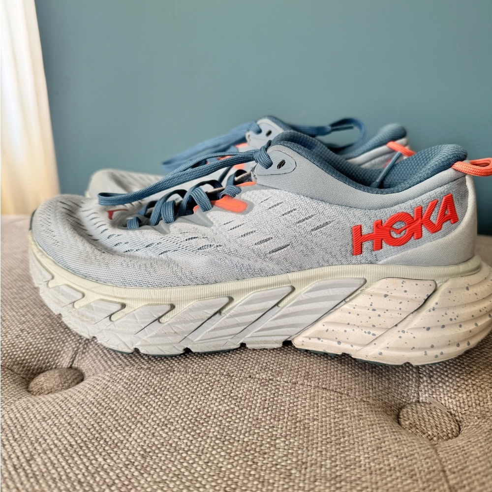 Hoka Sneakers in Sky Blue and Coral